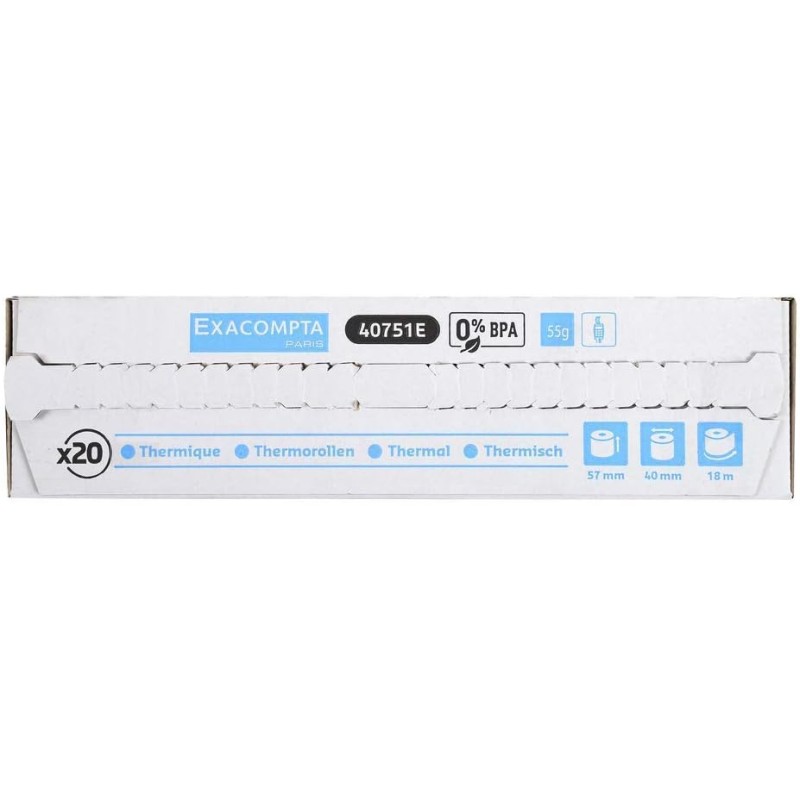 Exacompta - Réf. 40642E - Lot de 20 rouleaux de caisse, idéal pour le paiement par carte, 57 x 30 mm, thermique à 1 couche, 55 g