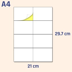 8 étiquettes par feuille, 150 feuilles, A4 Étiquettes Autocollantes Blanc - 105 x 74,25 mm