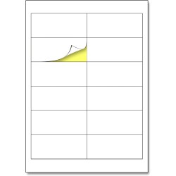 97 x 42,3 mm, 25 feuilles, A4 Étiquettes Autocollant blanc mat - 12 étiquettes par feuille