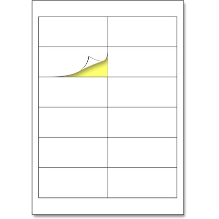 97 x 42,3 mm, 25 feuilles, A4 Étiquettes Autocollant blanc mat - 12 étiquettes par feuille