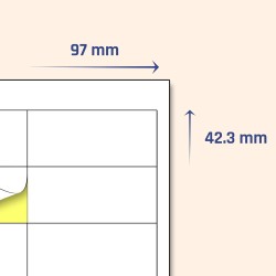 97 x 42,3 mm, 25 feuilles, A4 Étiquettes Autocollant blanc mat - 12 étiquettes par feuille