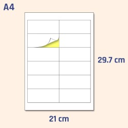 97 x 42,3 mm, 25 feuilles, A4 Étiquettes Autocollant blanc mat - 12 étiquettes par feuille