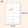 97 x 42,3 mm, 25 feuilles, A4 Étiquettes Autocollant blanc mat - 12 étiquettes par feuille