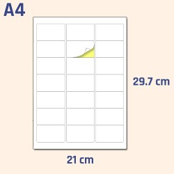 TownStix 21 étiquettes/feuille, 25 feuilles, A4 Étiquettes Autocollantes Imprimable Blanc - 63,5 x 38,1 mm