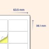 TownStix 21 étiquettes/feuille, 25 feuilles, A4 Étiquettes Autocollantes Imprimable Blanc - 63,5 x 38,1 mm