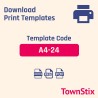 TownStix 24 étiquettes/feuille, 25 feuilles, A4 Étiquettes Autocollantes Imprimable Blanc - 70 x 36 mm