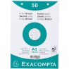 Exacompta - Réf. 12608E - Paquet de 50 fiches bristol quadrillées 5x5 perforées - sous film - compatibles avec imprimante jet d'