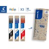 PILOT - Lot de 3 étuis de 3 recharges FriXion pour stylo effaçable. Compatibles FriXion Ball et FriXion Ball Clicker - Noir, Ble