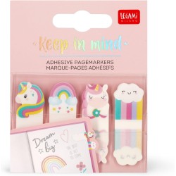 Legami - Marque-Page Keep in Mind, 80 Autocollants (20 x 4), Inscriptibles et Amovibles, Thème Licorne 7 x 5,5 cm