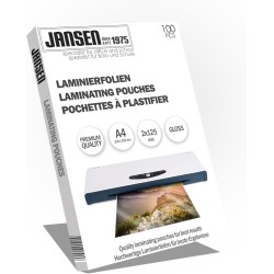 Jansen - A4 2x125 microns Pochettes de plastification brillantes, Pack de 100 - L'emballage peut varier