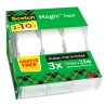 Scotch Magic Tape, Rouleaux de Ruban Adhésif Transparent avec Dévidoir, Lot de 3, Ruban de 19mm x 7.5m - Idéal pour le Bureau et