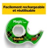 Scotch Magic Tape, Rouleaux de Ruban Adhésif Transparent avec Dévidoir, Lot de 3, Ruban de 19mm x 7.5m - Idéal pour le Bureau et