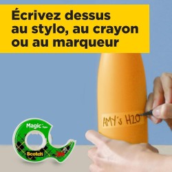 Scotch Magic Tape, Rouleaux de Ruban Adhésif Transparent avec Dévidoir, Lot de 3, Ruban de 19mm x 7.5m - Idéal pour le Bureau et