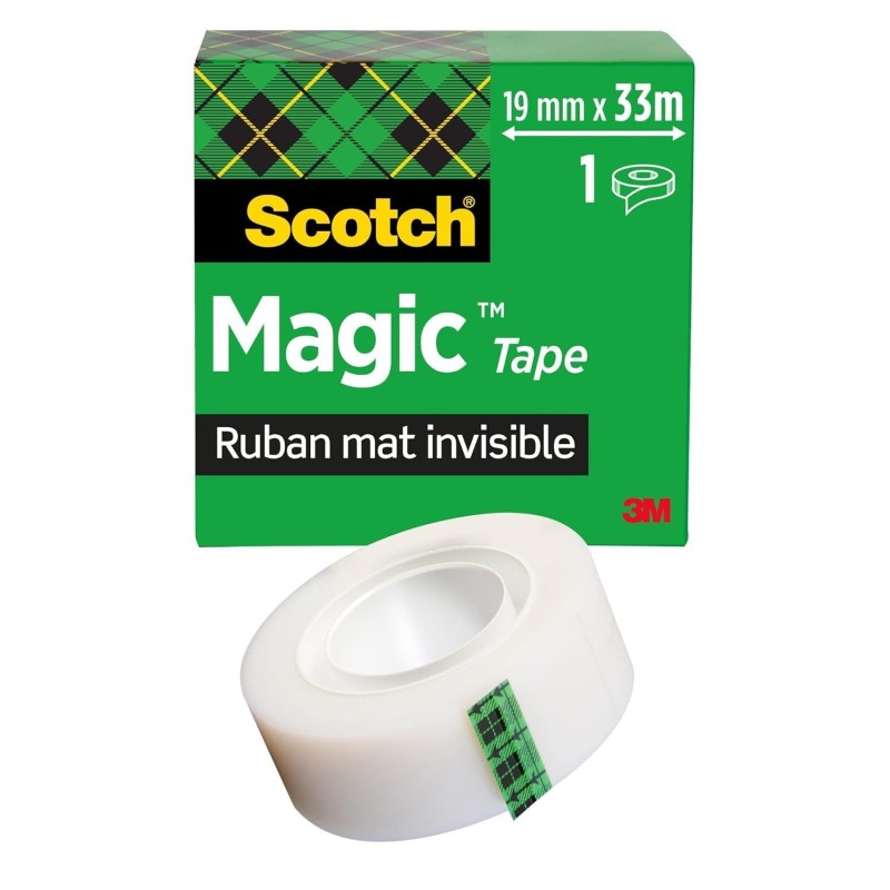Scotch Ruban Magic - 1 Rouleau, 19 mm x 33 m - Ruban Adhésif à Usage Général pour la Réparation, l'Etiquetage et la Fermeture de