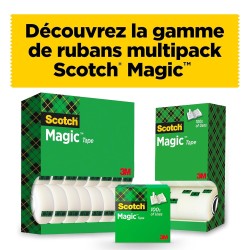 Scotch Ruban Magic - 1 Rouleau, 19 mm x 33 m - Ruban Adhésif à Usage Général pour la Réparation, l'Etiquetage et la Fermeture de