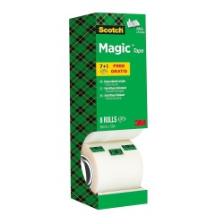 Scotch Magic Ruban Adhésif Invisible - 8 Rouleaux - 19mm x 33m - Ruban Adhésif à Usage Général pour la Réparation, l'Etiquetage 