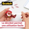 Scotch Crystal Ruban Adhésif Transparent, 1 Rouleau sur le Dévidoir Manuel 19 mm x 25 m - Ruban Adhésif Transparent à Usage Géné