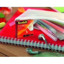 Scotch Crystal Ruban Adhésif Transparent, 1 Rouleau sur le Dévidoir Manuel 19 mm x 25 m - Ruban Adhésif Transparent à Usage Géné