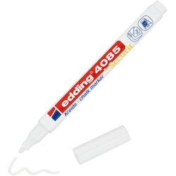 edding 4085 1 Marqueur craie liquide - blanc - pointe ronde 1-2 mm - feutre craie effacable pour écrire sur les vitres,le verre 