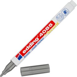edding 4085 Marqueur craie liquide - argent - 1 feutre craie liquide - pointe ronde 1-2mm - feutre craie effacable pour écrire s