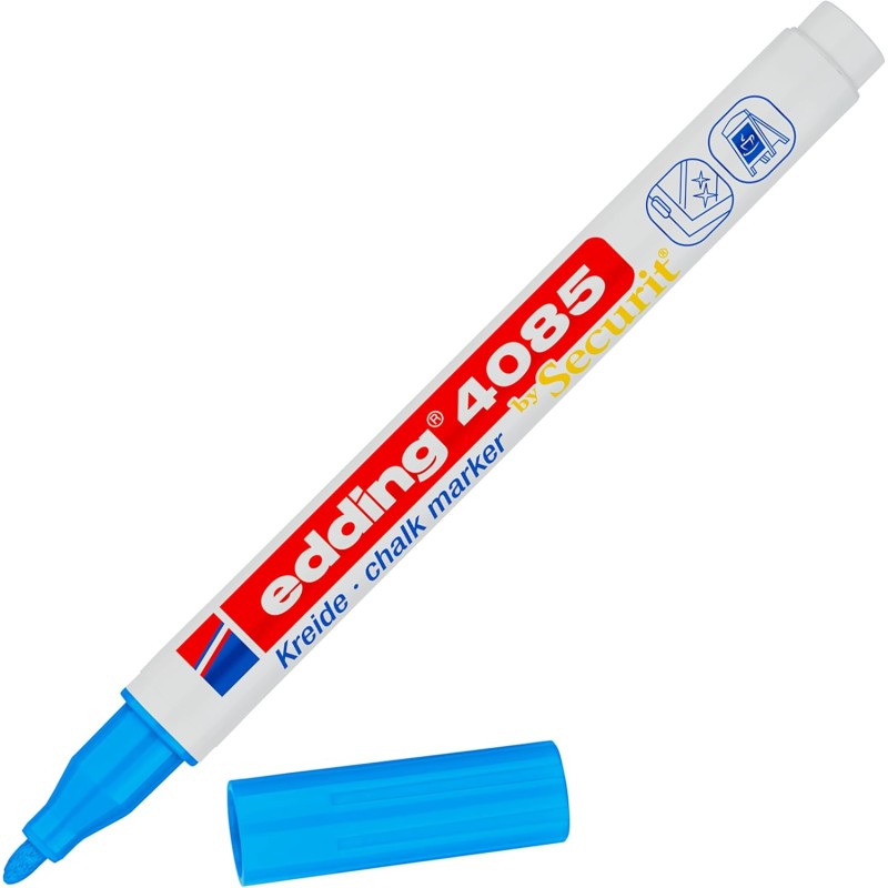 edding 4085 Marqueur craie liquide - bleu clair - 1 feutre craie liquide - pointe ronde 1-2mm - feutre craie effacable pour écri