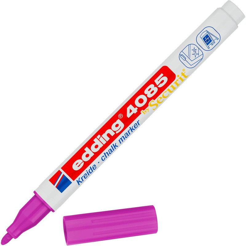 edding 4085 Marqueur craie liquide - rose - 1 feutre craie liquide - pointe ronde 1-2mm - feutre craie effacable pour écrire sur