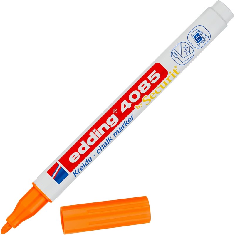 Edding 4085 marqueur craie liquide - orange fluorescent - 1 feutre craie liquide - 1-2 mm - feutre craie effacable pour écrire s