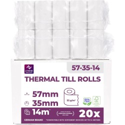 LYNNE - Rouleau TPE Carte Bancaire 57x35x12 - Bobine papier thermique 57mm x 14m x 12mm - Papier Rouleaux TPE - Rouleau CB therm