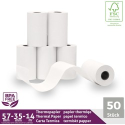 LYNNE - Rouleau TPE Carte Bancaire 57x35x12 - Bobine papier thermique 57mm x 14m x 12mm - Papier Rouleaux TPE - Rouleau CB therm