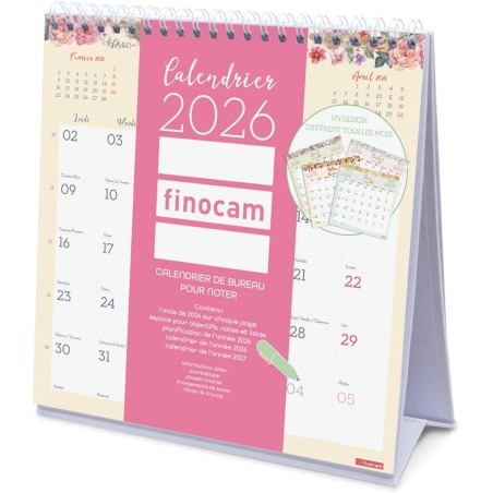 Finocam – Calendrier de bureau 2026 1 Mois par page Janvier – Décembre 2026 (12 mois) | Calendrier 2026 pour noter | Planificate