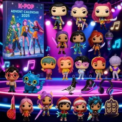 Calendrier de l'Avent KKPop 2025, Figurines Pop Collectibles, 24 Jours, Jouets et Accessoires, Décoration de Noël, 30x25x5 cm