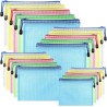 20PCS Pochette Document Zippée A3,A4,A5,A6,Pochette Zippée 5 Couleurs PVC Transparentes Document Dossier,Pochette Fermeture,Mesh