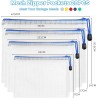 20PCS Pochette Document Zippée A3,A4,A5,A6,Pochette Zippée 5 Couleurs PVC Transparentes Document Dossier,Pochette Fermeture,Mesh
