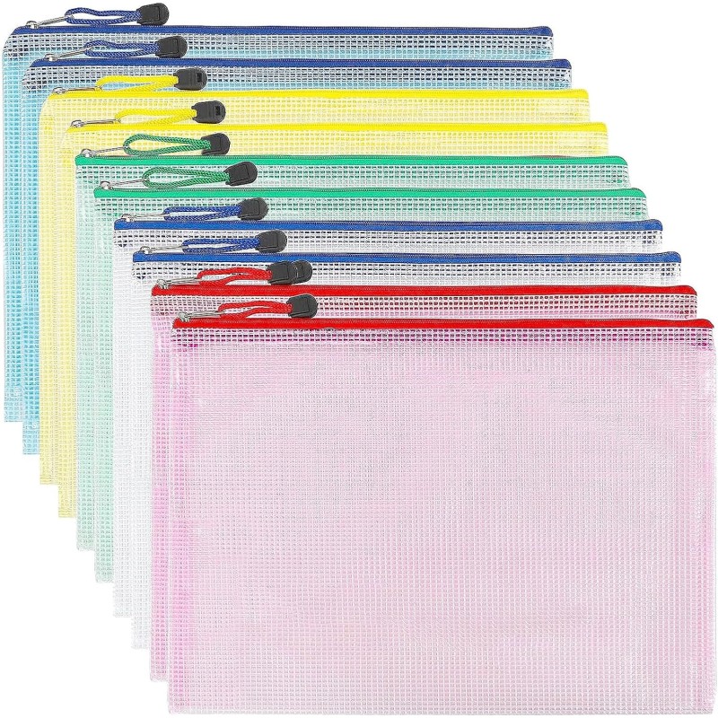 Pochette Document Zippée A5, PVC Transparentes Document Dossier,Pochette Plastique 5 Couleurs,Ranger Papiers petits Objets des F