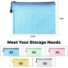 Pochette Document Zippée A6,Pochette Zippée 5 Couleurs PVC Transparentes Document Dossier,Mesh Zipper Pouch pour Voyage,pour Bur