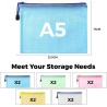 Pochette Document Zippée A4,A5, 20PCS PVC Transparentes Document Dossier,Pochette Plastique 5 Couleurs,Ranger Papiers petits Obj