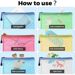 Pochette Document Zippée A4,A5, 20PCS PVC Transparentes Document Dossier,Pochette Plastique 5 Couleurs,Ranger Papiers petits Obj