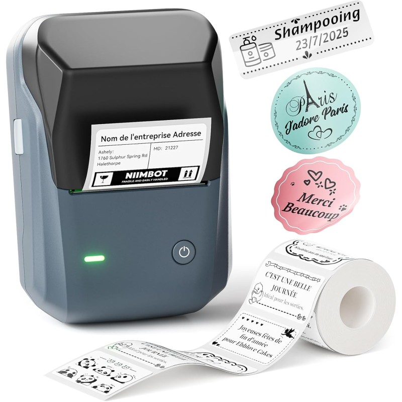 NIIMBOT B1 Étiqueteuse Portable, Identification Automatique pour Larges Étiquettes Autocollante, Facile à Utiliser pour Le Burea