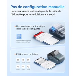 NIIMBOT B1 Étiqueteuse Portable, Identification Automatique pour Larges Étiquettes Autocollante, Facile à Utiliser pour Le Burea