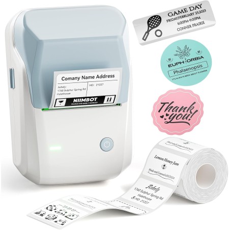 Niimbot b1 étiqueteuse avec 1 rouleau d'étiquettes, etiqueteuse autocollantes bleutooth imprimante thermique etiquette convient 