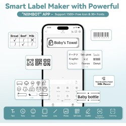 Niimbot b1 étiqueteuse avec 1 rouleau d'étiquettes, etiqueteuse autocollantes bleutooth imprimante thermique etiquette convient 