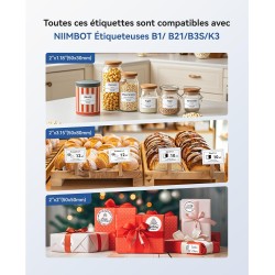 NIIMBOT B1 Etiqueteuse Autocollante, Imprimante d'étiquettes Thermiques pour Le Bureau, la Maison, l'entreprise, Machine à étiqu