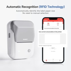 NIIMBOT B1 étiqueteuse avec 1 Rouleau d'étiquettes 50x30mm, Smart App 50+ Polices, 1000+ modèles et 1000+ Icônes, pour la Maison
