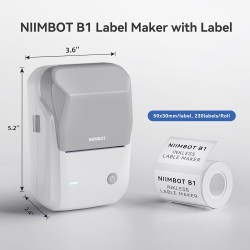 NIIMBOT B1 étiqueteuse avec 1 Rouleau d'étiquettes 50x30mm, Smart App 50+ Polices, 1000+ modèles et 1000+ Icônes, pour la Maison