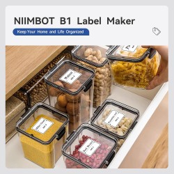 NIIMBOT B1 étiqueteuse avec 1 Rouleau d'étiquettes 50x30mm, Smart App 50+ Polices, 1000+ modèles et 1000+ Icônes, pour la Maison
