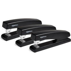 Amazon Basics Agrafeuse avec 1000 agrafes, Noir, Lot de 3