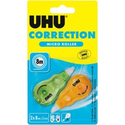 UHU Rollers de correction micro - Ruban correcteur rapide, propre et précis, blanc, lot 2 de 8m x 5mm
