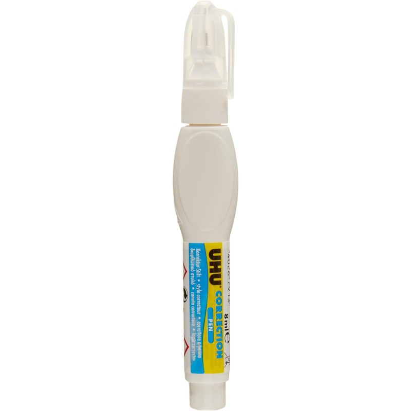 UHU Stylo correcteur - Stylo avec liquide de correction, précis, séchage rapide, blanc, 8ml