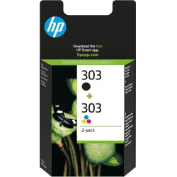 HP 303, Pack de 2 cartouches d'Encre Originales, 3YM92AE, Noir, Cyane, Jaune, Magenta