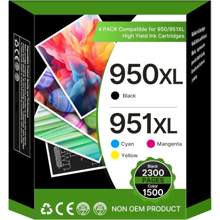 950XL 951XL Cartouches Compatible pour HP 950 951 XL Compatibles pour HP 950XL et 951XL pour Officejet Pro 8600 8610 8620 8615 8